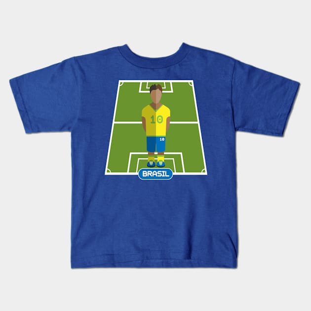 Football Soccer Player Brasil Kids T-Shirt by fistfulofwisdom